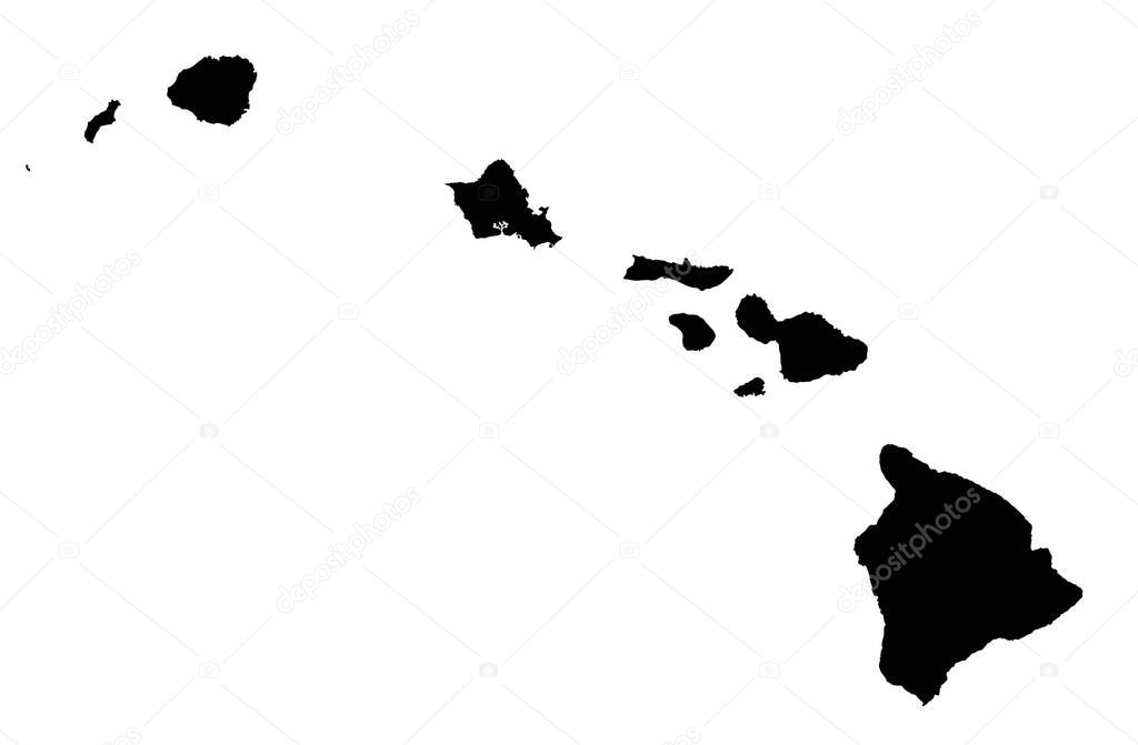 Highly Detailed Hawaii Silhouette map.