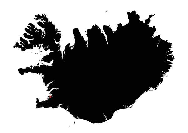 Mycket Detaljerad Island Silhuettkarta — Stock vektor