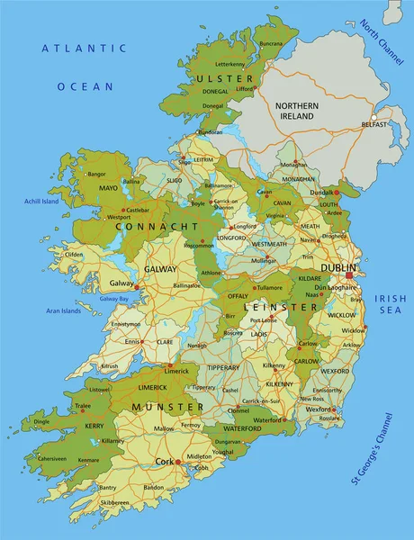 Ayrık katmanlı, son derece detaylı politik harita. İrlanda.