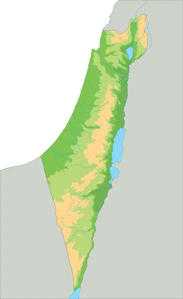 Hoch Detaillierte Physische Landkarte Israels — Stockvektor