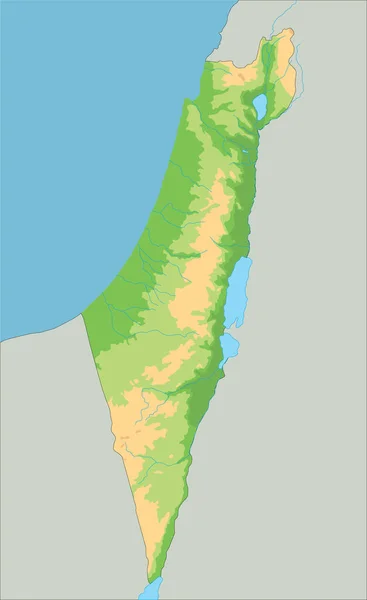 Velmi Podrobná Izraelská Fyzická Mapa — Stockový vektor