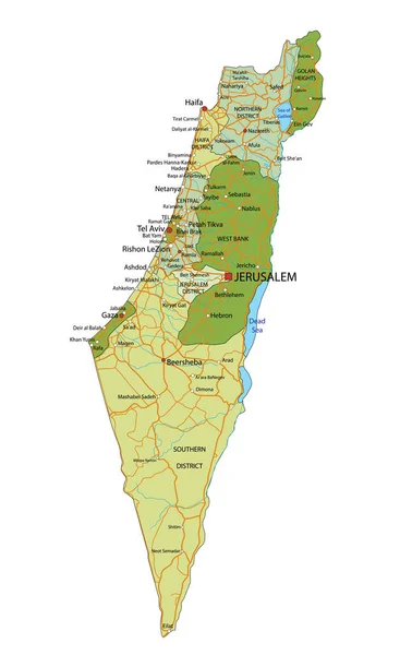 Mapa Político Editable Altamente Detallado Con Capas Separadas Israel — Vector de stock