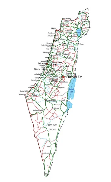 Israel Hoja Ruta Carretera Ilustración Vectorial — Vector de stock