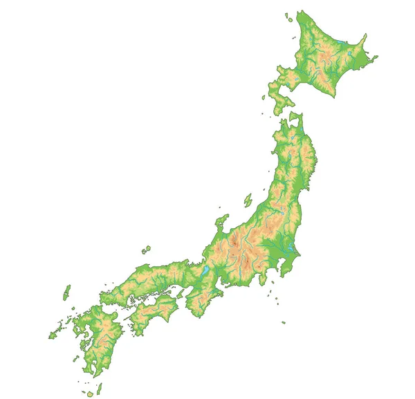 Carte Physique Détaillée Japon — Image vectorielle