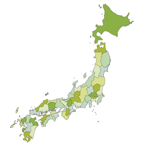Mapa Político Editable Altamente Detallado Con Capas Separadas Japón — Archivo Imágenes Vectoriales