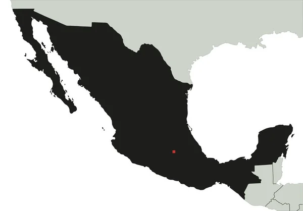 Highly Detailed Mexico Silhouette Map — Stock Vector