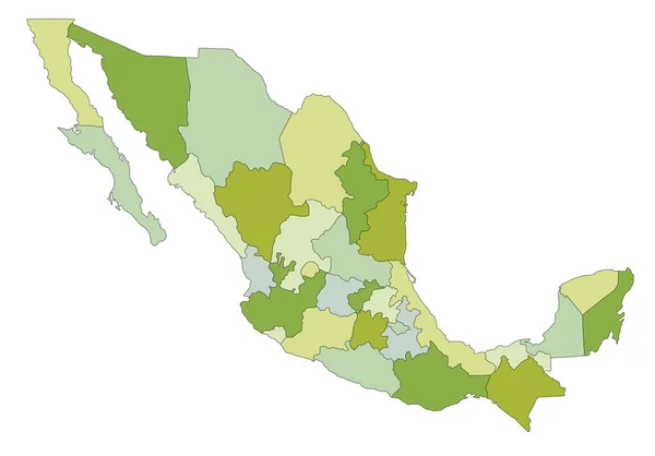 Mappa Politica Altamente Dettagliata Modificabile Con Livelli Separati Messico — Vettoriale Stock