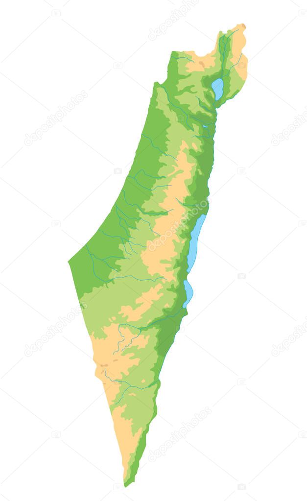 High detailed Israel physical map.