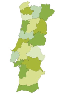 Ayrık katmanlı, son derece detaylı politik harita. Portekiz.