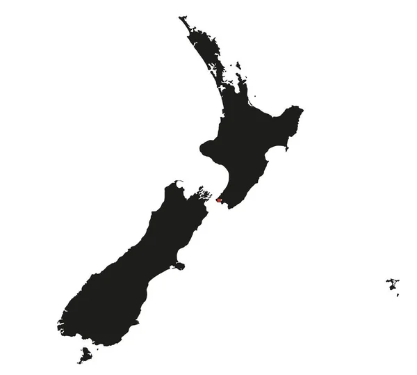 Highly Detailed New Zealand Silhouette Map — Stock Vector