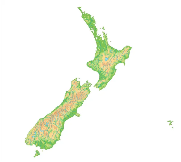 Nagy Részletességű Zéland Fizikai Térkép — Stock Vector
