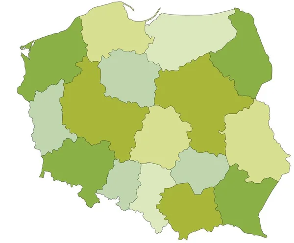Mapa Político Editável Altamente Detalhado Com Camadas Separadas Polónia — Vetor de Stock