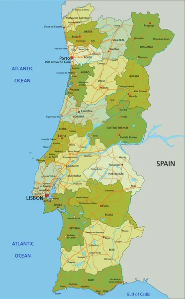 Высоко Детализированная Редактируемая Политическая Карта Разделенными Слоями Португалия — стоковый вектор