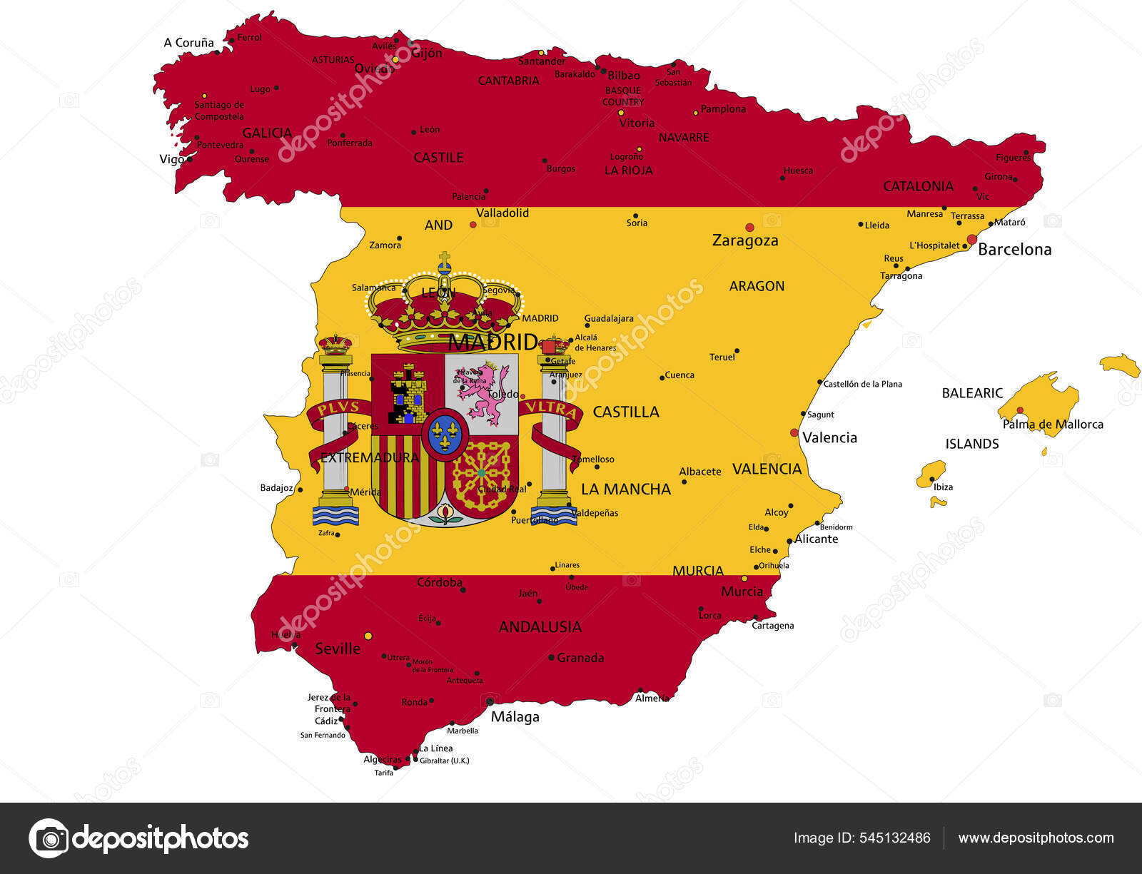 Mapa de espanha e itália ilustração do vetor. Ilustração de atlas -  174855201