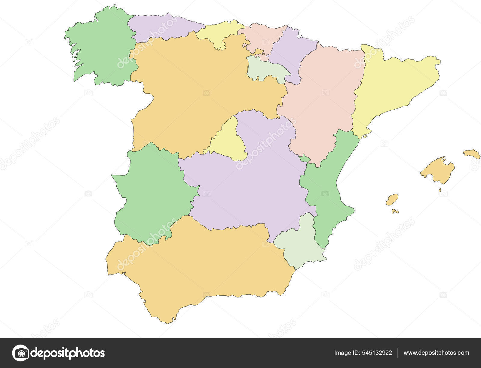 Mapa vetorial político detalhado de portugal