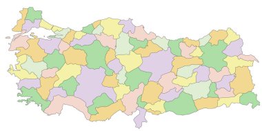 Türkiye - Son derece ayrıntılı düzenlenebilir siyasi harita.