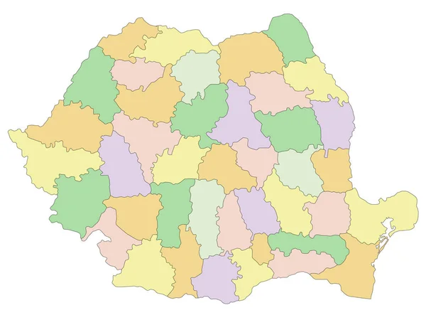 Rumania Mapa Político Editable Muy Detallado — Archivo Imágenes Vectoriales