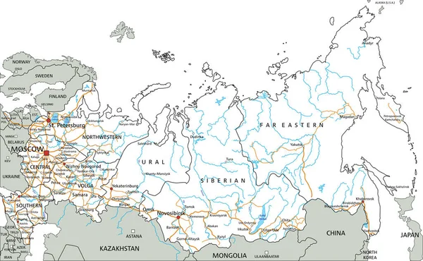 Alta Tabella Marcia Dettagliata Russia Con Etichettatura — Vettoriale Stock