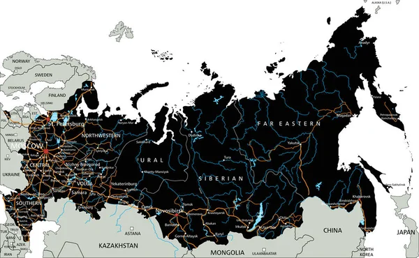 Дорожная Карта России Маркировкой — стоковый вектор