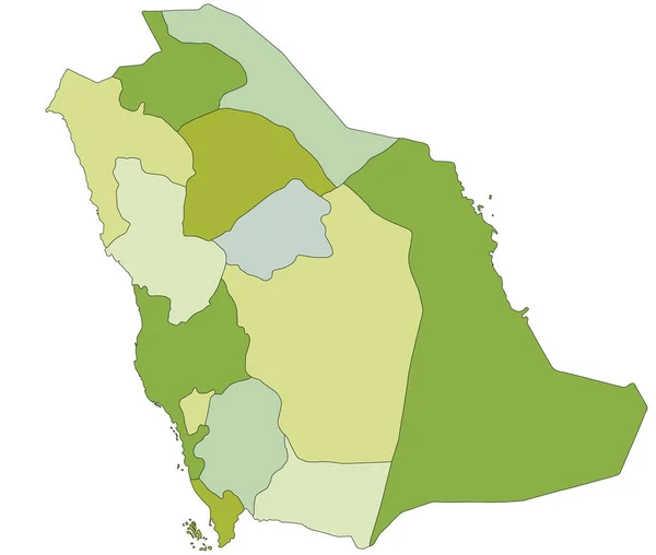 Εξαιρετικά Λεπτομερής Επεξεργάσιμος Πολιτικός Χάρτης Ξεχωριστά Στρώματα Σαουδική Αραβία — Διανυσματικό Αρχείο