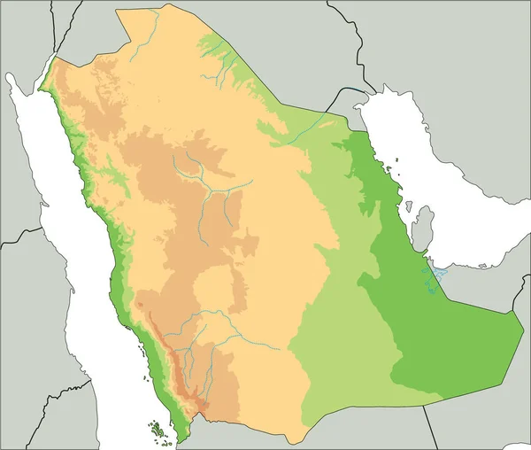 Детальная Карта Саудовской Аравии — стоковый вектор