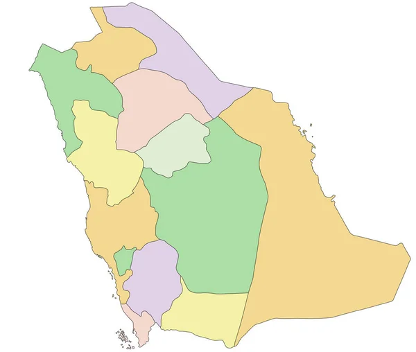 Arabia Saudita Mapa Político Altamente Detallado Editable — Archivo Imágenes Vectoriales