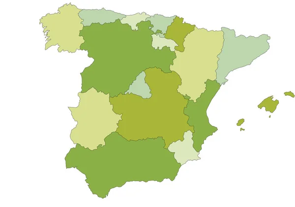 Espanha Mapa Político Editável Altamente Detalhado Com Camadas Separadas — Vetor de Stock