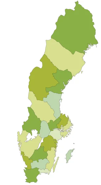 Mappa Politica Altamente Dettagliata Modificabile Con Livelli Separati Svezia — Vettoriale Stock