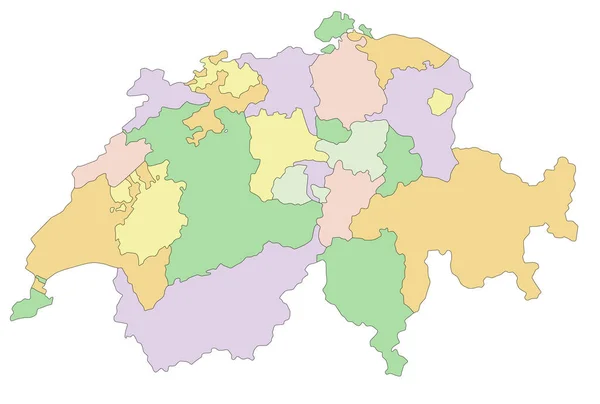 Szwajcaria Wysoce Szczegółowa Edytowalna Mapa Polityczna — Wektor stockowy