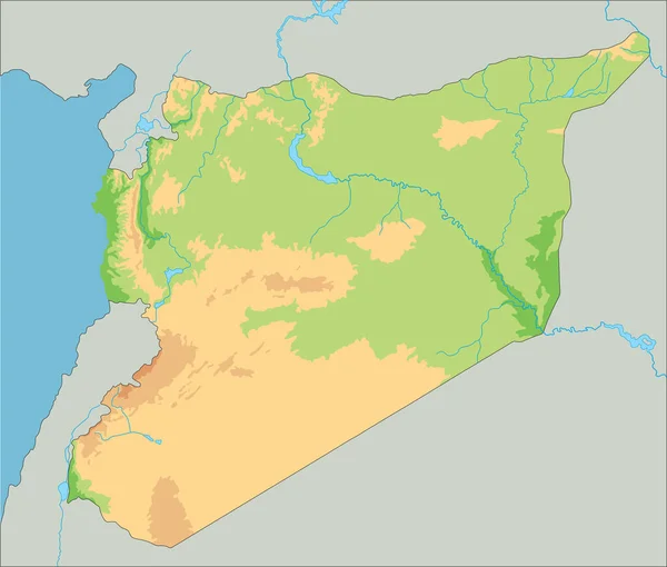 Физическая Карта Сирии — стоковый вектор