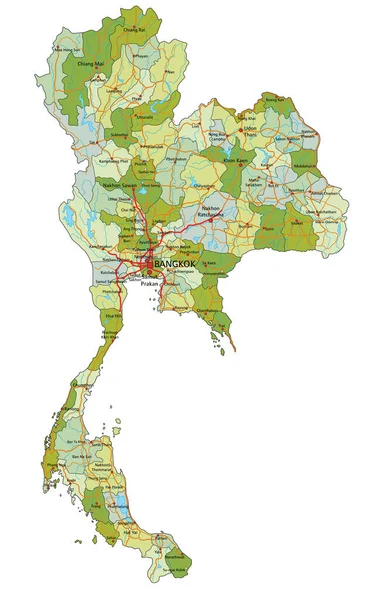 Mapa Político Editable Altamente Detallado Con Capas Separadas Tailandia — Vector de stock