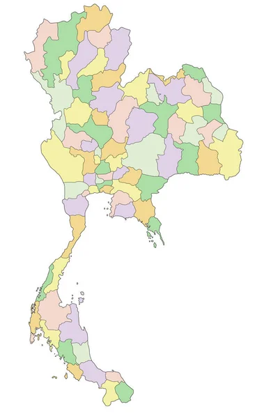 Tailandia Mapa Político Altamente Detallado Editable — Vector de stock