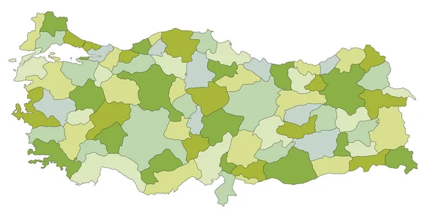 Zeer Gedetailleerde Bewerkbare Politieke Kaart Met Gescheiden Lagen Turkije — Stockvector