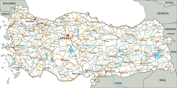 Дорожная Карта Турции Маркировкой — стоковый вектор