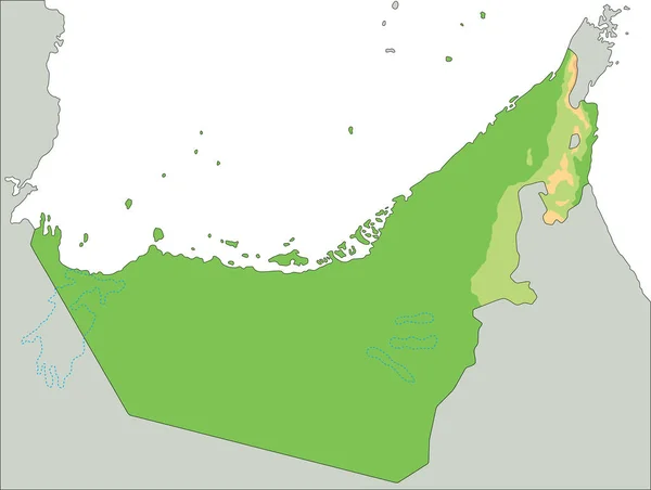 Hoch Detaillierte Physische Karte Der Vereinigten Arabischen Emirate — Stockvektor