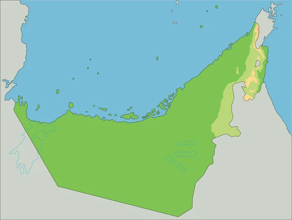 Hoch Detaillierte Physische Karte Der Vereinigten Arabischen Emirate — Stockvektor