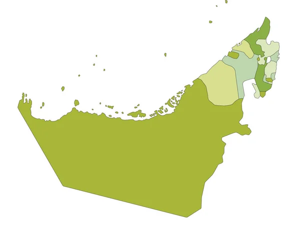 Sehr Detaillierte Editierbare Politische Landkarte Vereinigte Arabische Emirate — Stockvektor