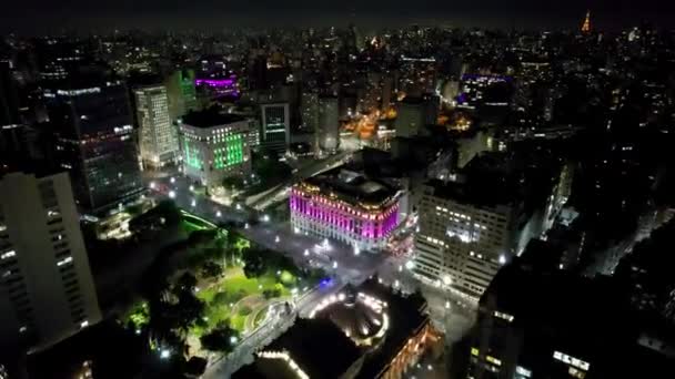 Νυχτερινή Θέα Της Πόλης Σάο Πάολο Βραζιλία Cityscape Φωτίζεται Στο — Αρχείο Βίντεο