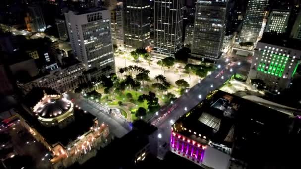 Widok Nocny Miasta Sao Paulo Brazylia Miasto Oświetlone Śródmieściu Widok — Wideo stockowe