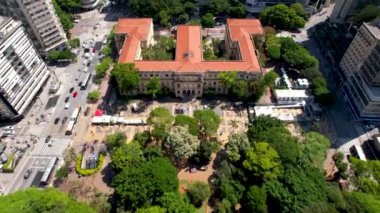 Brezilya Sao Paulo şehir merkezindeki Cumhuriyet Meydanı binasının havadan görüntüsü, Brezilya Sao Paulo şehir merkezindeki Cumhuriyet Meydanı binasının görüntüsü, Brezilya merkezindeki Sao Paulo şehir merkezindeki Cumhuriyet Meydanı binasının görüntüsü..
