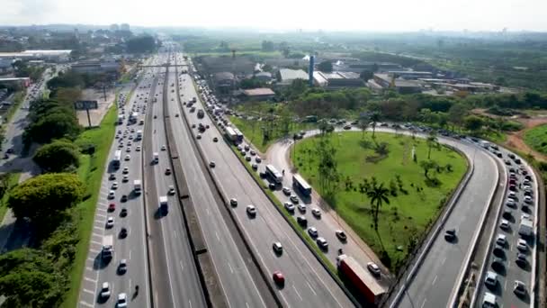 Kabel Bleef Brug Guarulhos Stad Sao Paulo Brazilië Downtown Uitzicht — Stockvideo