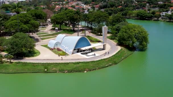 Paysage Urbain Lac Pampulha Église Sao Francisco Assis Belo Horizonte — Video