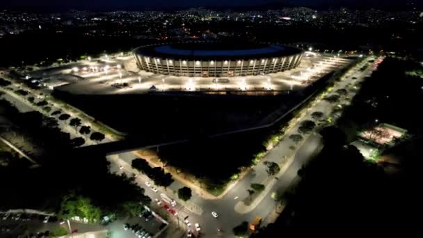 Brezilya Nın Belo Horizonte Kentindeki Mineirao Stadyumu Nun Gece Manzarası — Stok video