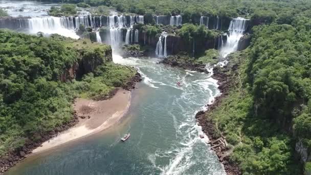 Paisaje Naturaleza Aérea Cataratas Del Iguazú Cascadas Gigantes Sudamérica Lado — Vídeo de stock