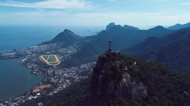 Panoramisch Uitzicht Vanuit Lucht Rio Janeiro Brazilië Internationaal Reismonument Vakantiebestemming — Stockvideo