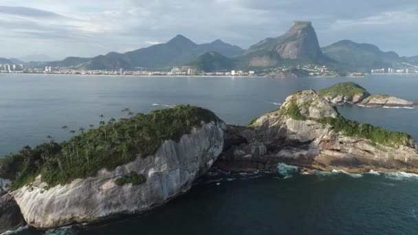 Paisaje Aéreo Río Janeiro Brasil Paisaje Playa Tropical Postalcard Ciudad — Vídeo de stock
