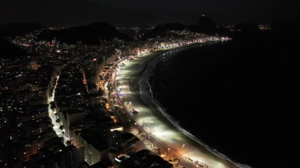 Vista Aérea Panorâmica Noturna Rio Janeiro Brasil Marco Internacional Viagens — Vídeo de Stock