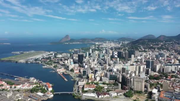 Paesaggio Aereo Rio Janeiro Brasile Paesaggio Tropicale Sulla Spiaggia Postalcard — Video Stock