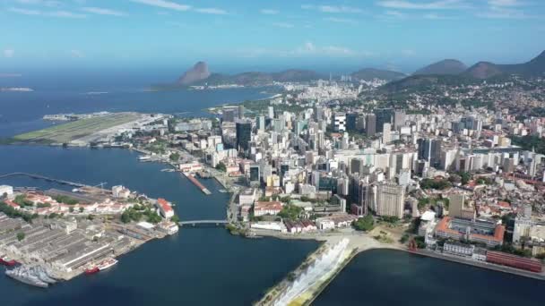 Vista Aérea Panorâmica Rio Janeiro Brasil Marco Internacional Viagens Destino — Vídeo de Stock