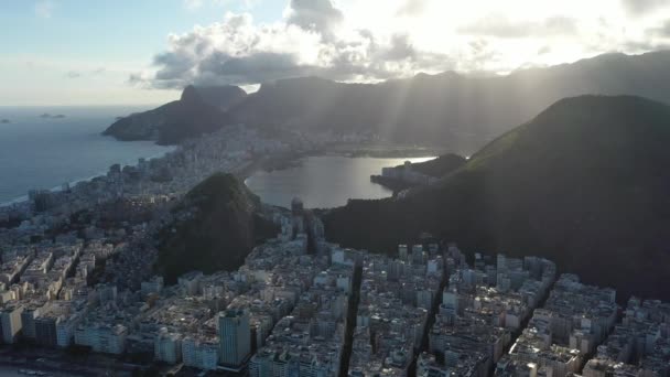 Rio Janeiro Brezilya Nın Panoramik Hava Manzarası Uluslararası Seyahat Simgesi — Stok video